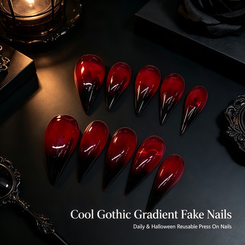Nail Art Vampire - Nouveauté 2026 : 10 faux ongles